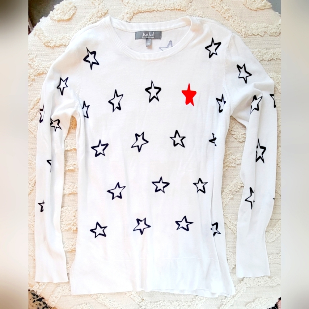 Marled Reunited Star Sweater Small